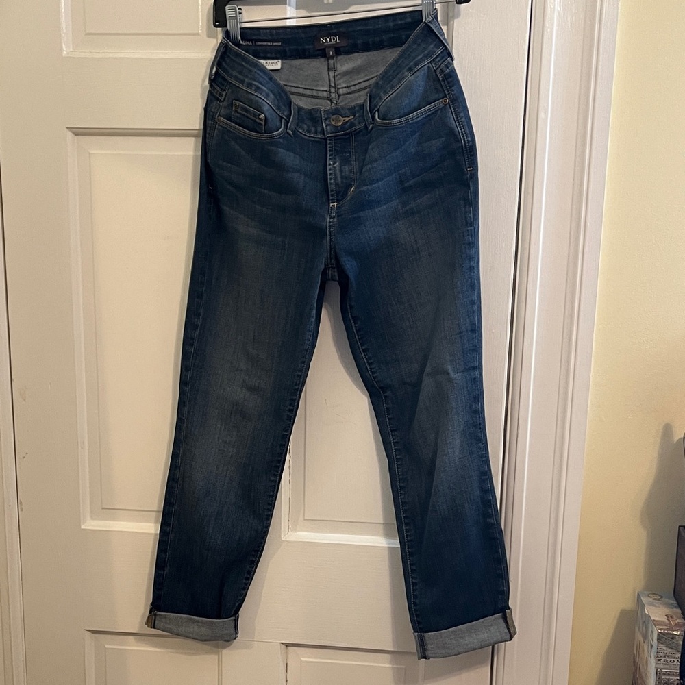 NYDJ Dark Blue Alina Convertible Ankle Jeans Lift X Tuck Technology